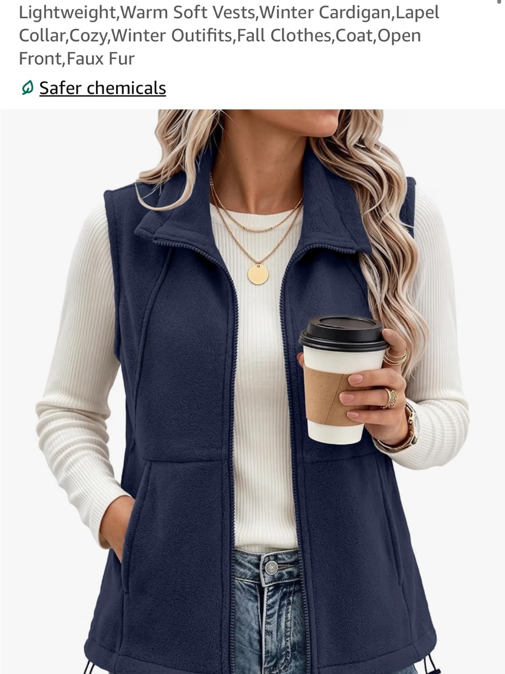 Classic Navy Fleece Zip-Up Vest